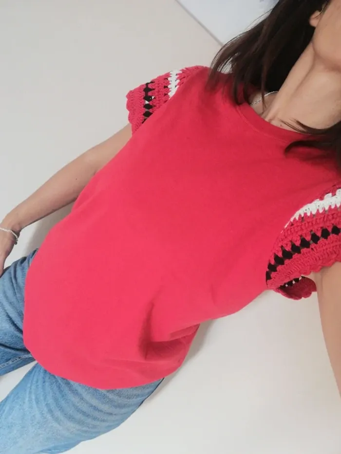Maillot coton manches courtes crochet taille M neuf