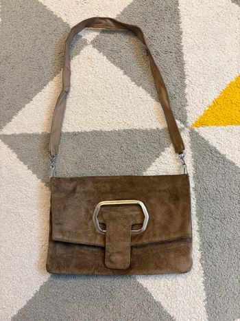 Sac à bandoulière en cuir vintage couleur gris foncé