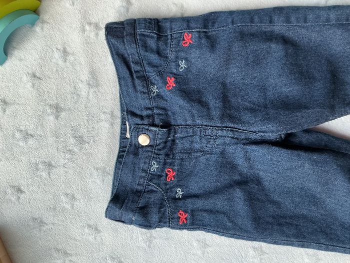 pantalon doublé couleur jean bleu foncé broderies poches 3 mois brioche - photo numéro 6