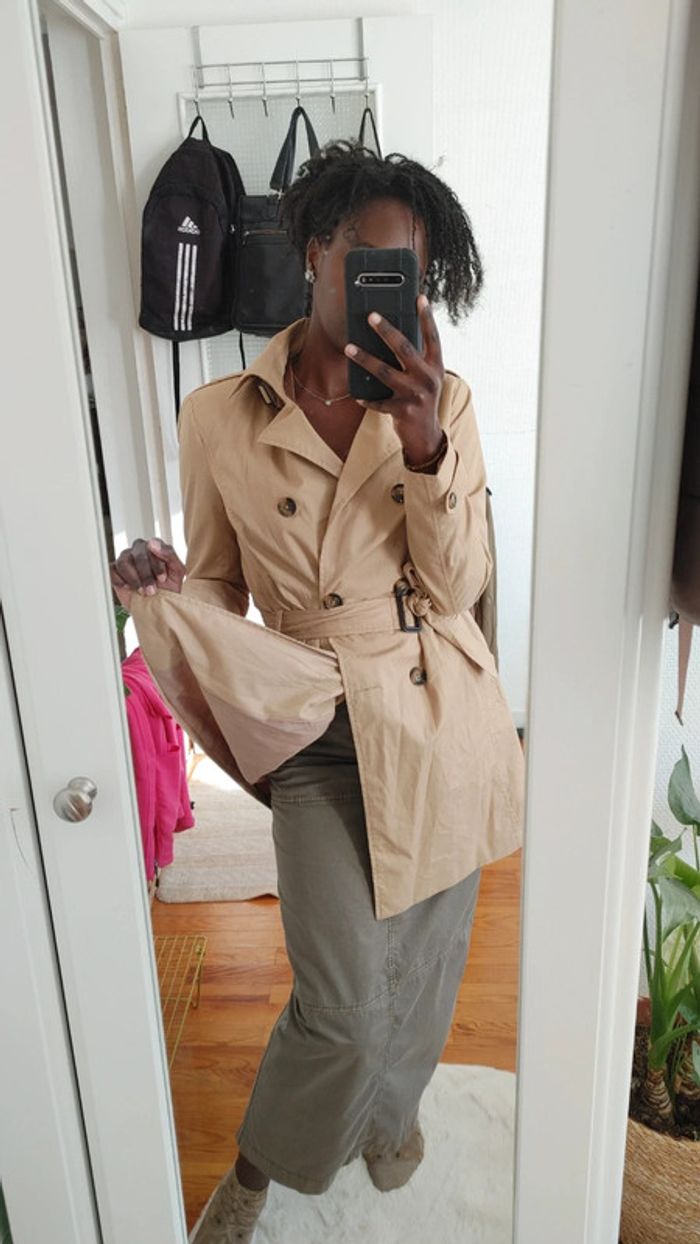 Trench couleur beige ceinture - photo numéro 3
