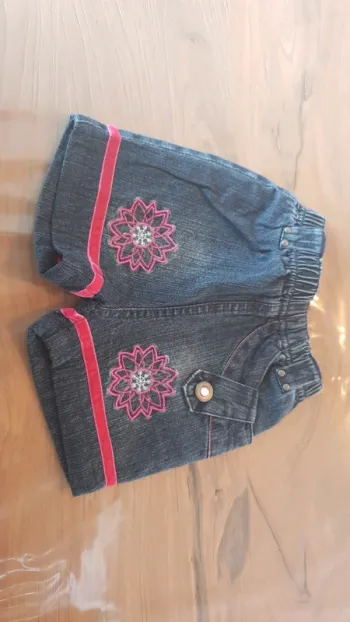 Short en jeans fleurs