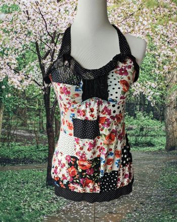 Blouse dos nu fleurie avec pois, cache cache, taille 40/42