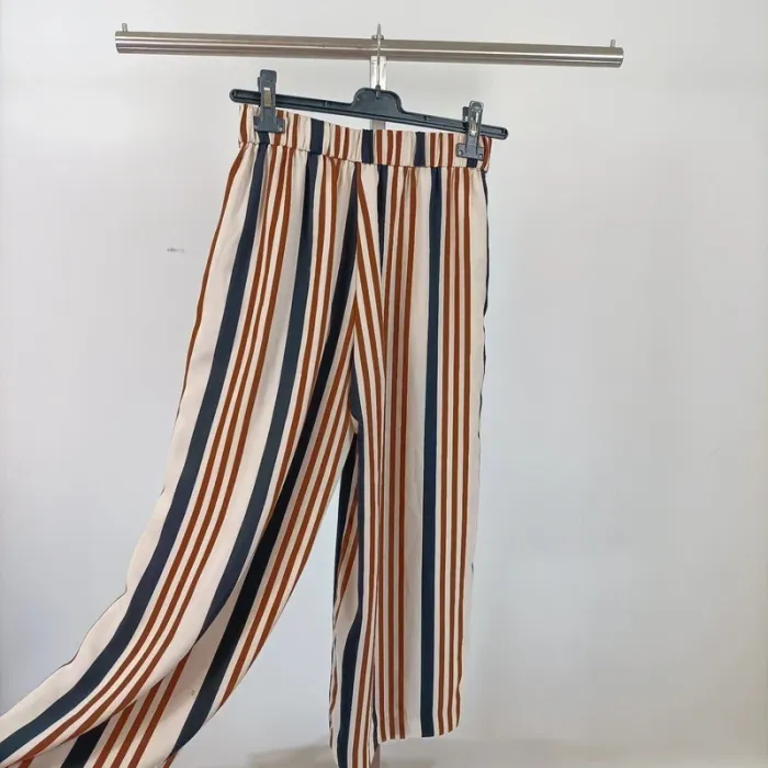 Pantalon Palazzo à rayures noires et marron, boutons à l'avant - XS Zara - A317 - photo numéro 7