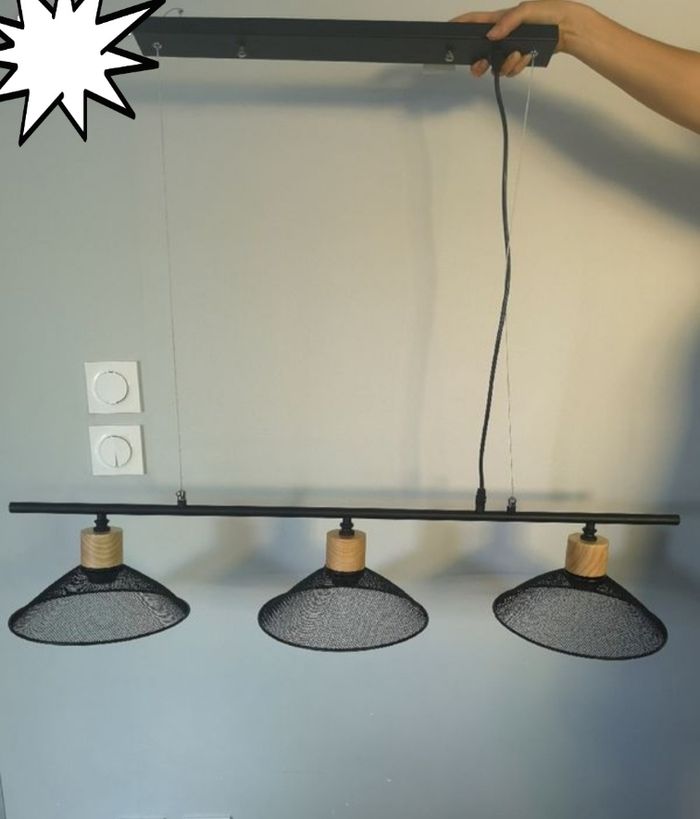 Suspension metal 3 luminaires