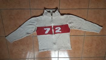 Gilet garçon 12 ans crème et rouge Occicud'Boy