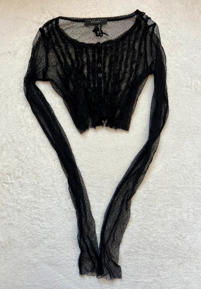 Soldes Summer Sales 🔥 Blouse crop top résille transparente vintage Goth 90s - Taille XS/S