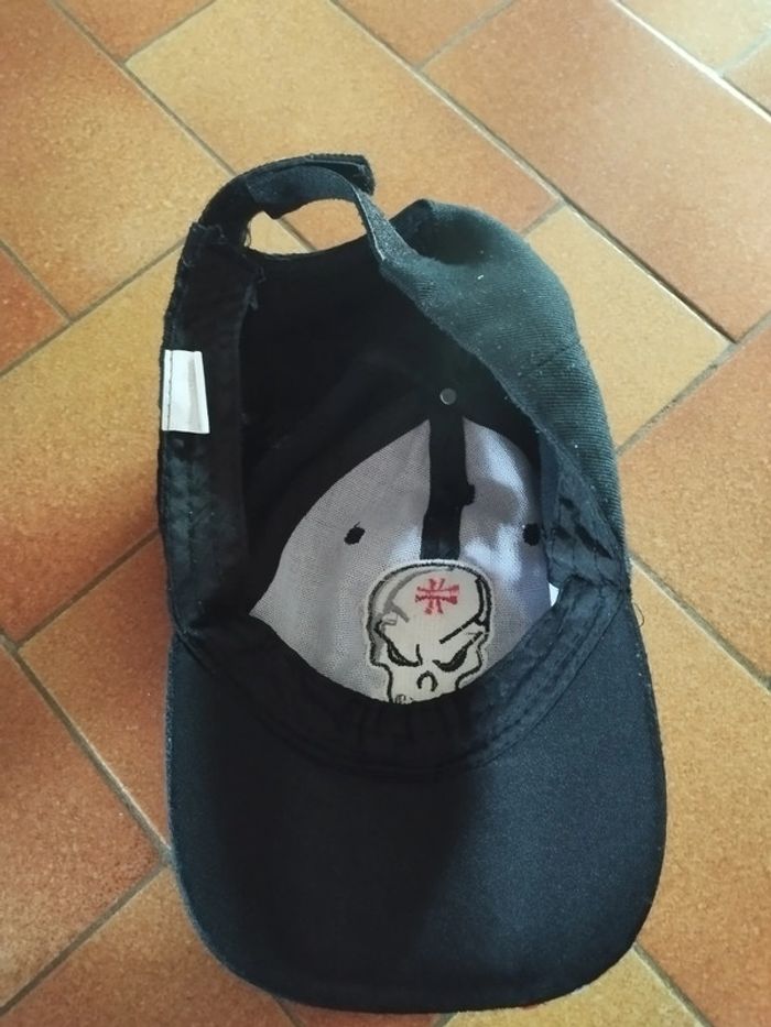 🧢 Casquette - noire - Tête de mort - Fleur Rose 🧢 - photo numéro 2