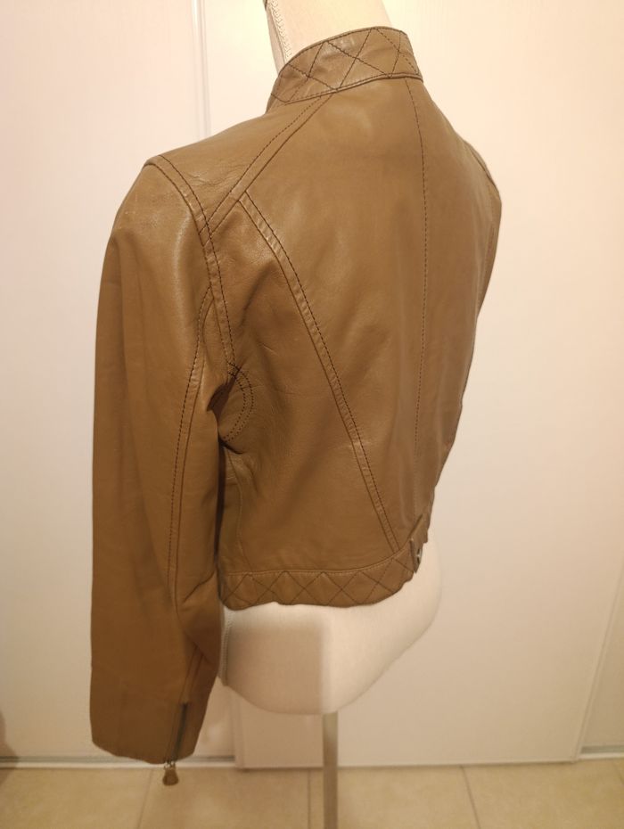 Veste en cuir 100% camel T S - photo numéro 8