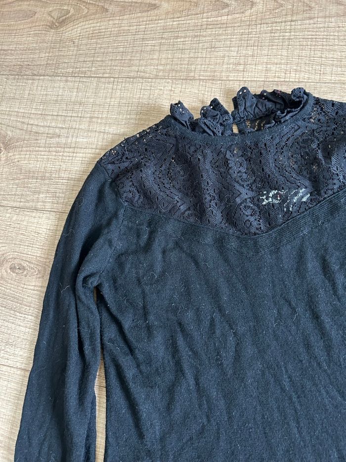 Pull noir avec dentelle Morgan taille XS bon état - photo numéro 9