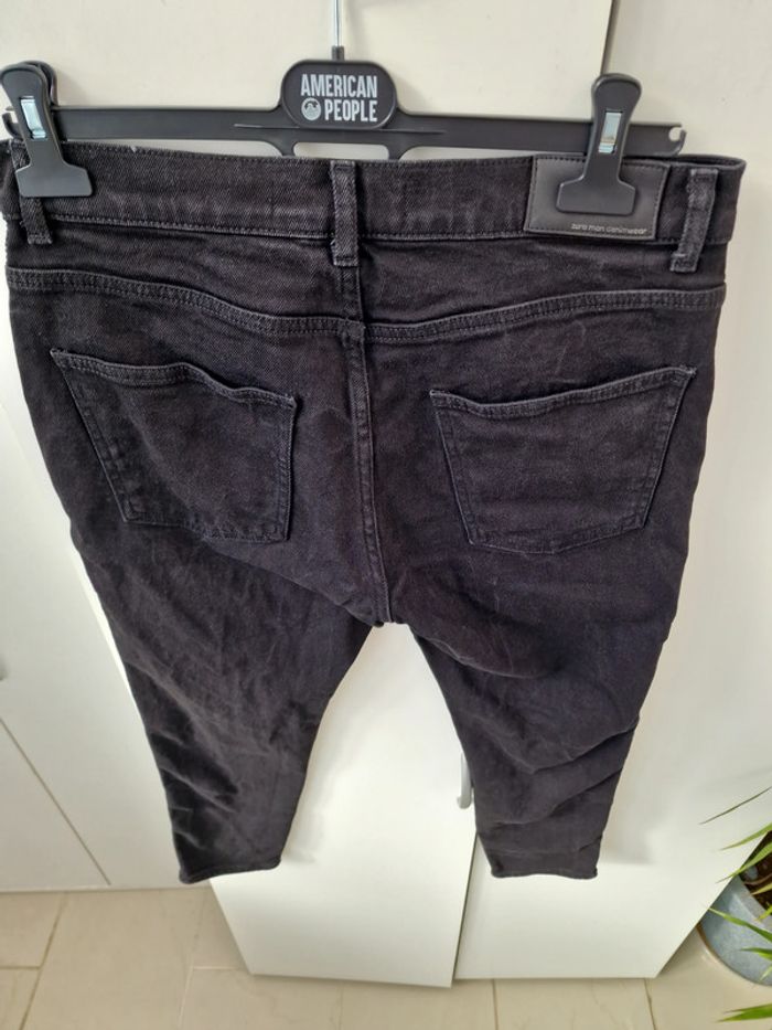 Jeans Noir Avec Bandes Rivière De Diamants Strass Et Broderie Noire - photo numéro 7