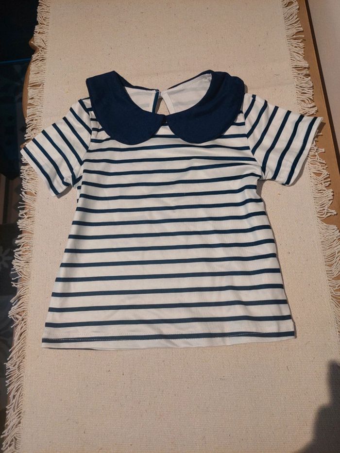 Haut bébé marinière col claudine