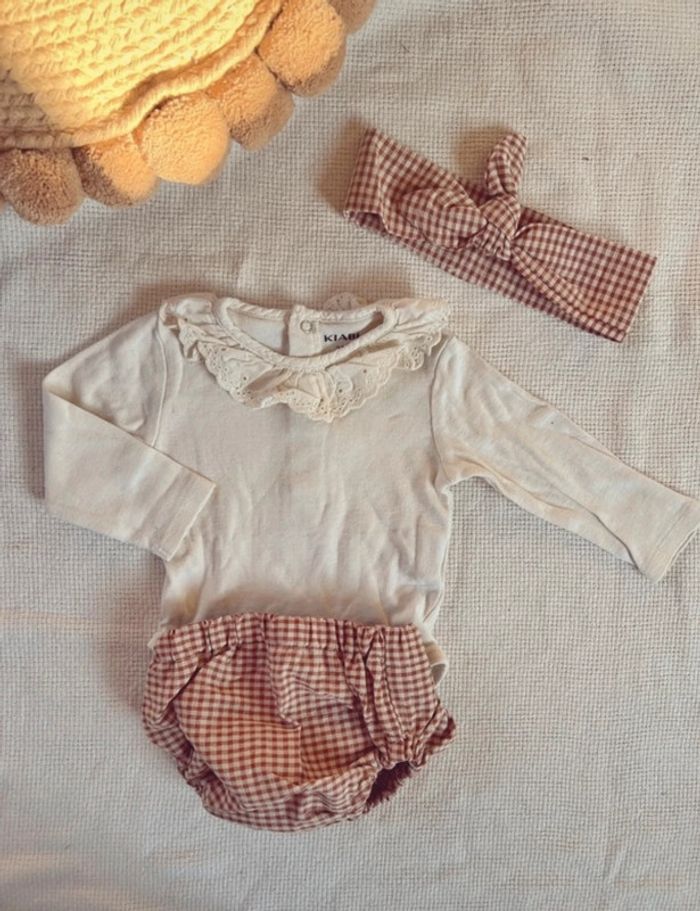 Ensemble Vichy bloomer bandeau et body