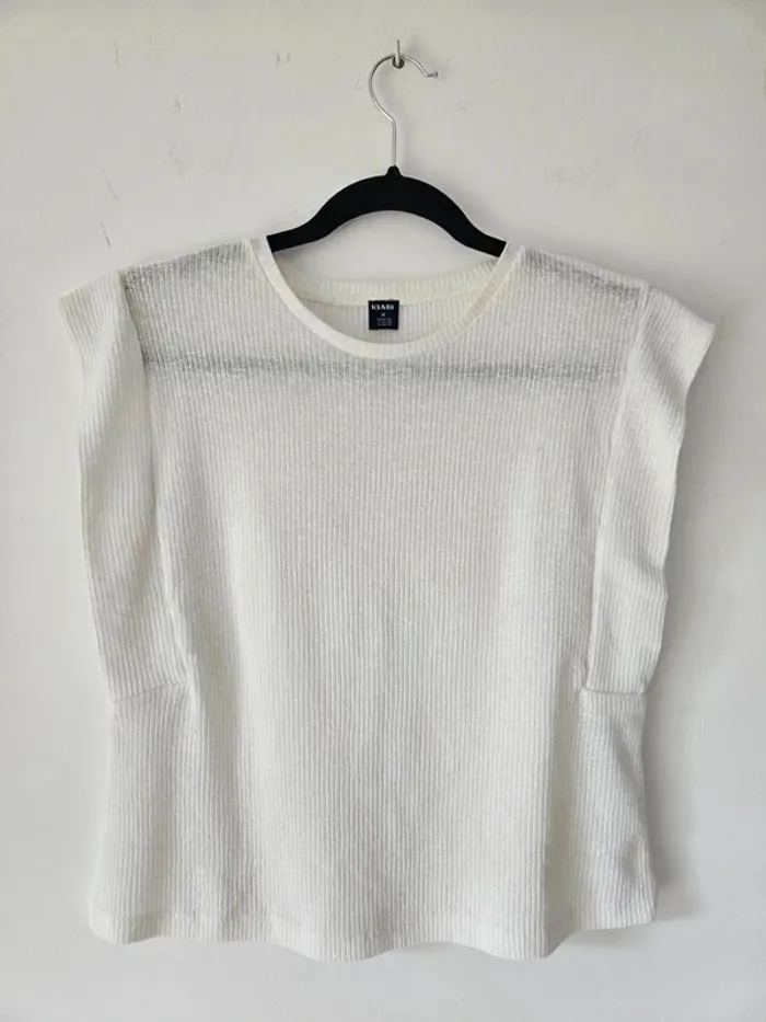 T-shirt blanc côtelé Kiabi taille 38/M