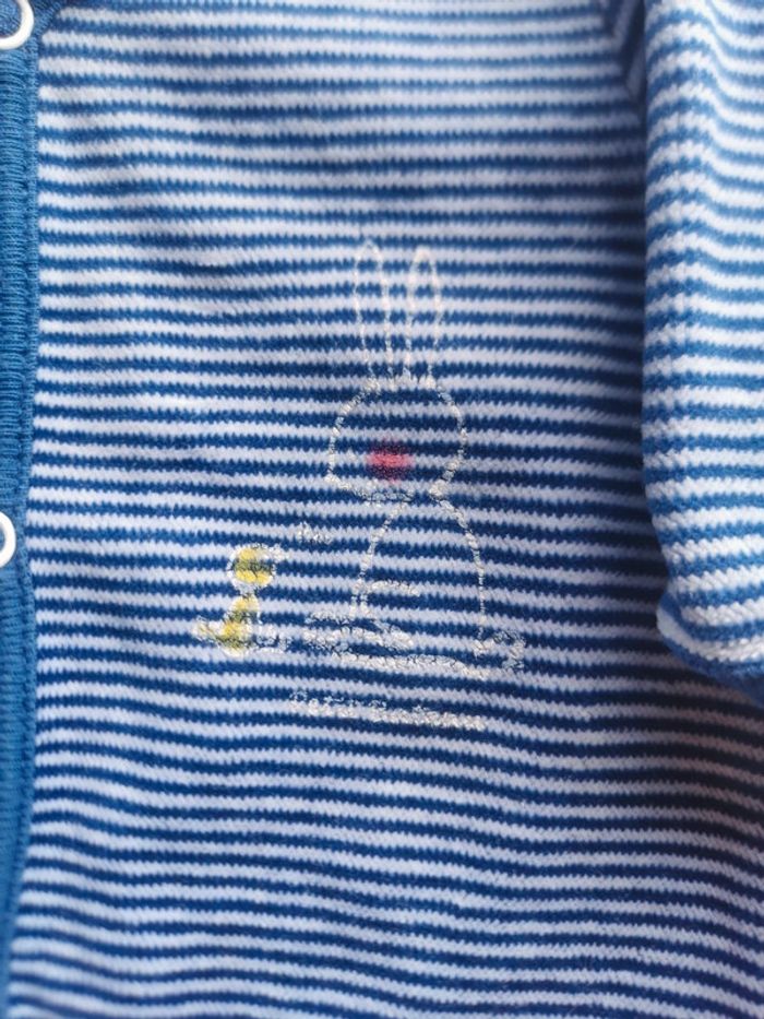 🌼 Petit Bateau pyjama velours mixte naissance 50 cm 🇨🇵 crée en France rayé bleu lapin caneton - photo numéro 2