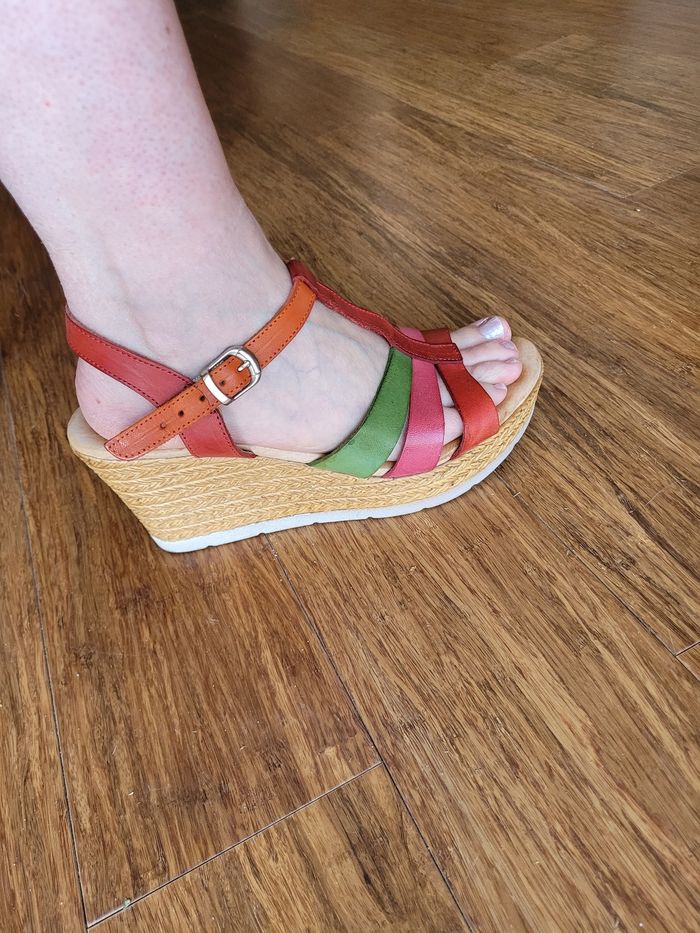 Sandales compensées semelle en cuir 39 - photo numéro 8