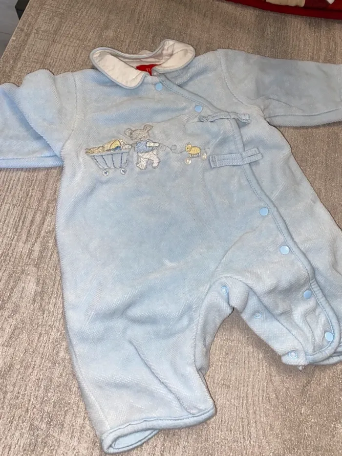Pyjama bleu Tissaia avec éléphant et poussette - photo numéro 2