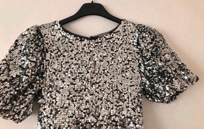 Robe de soirée argent sequin Zara - photo numéro 3