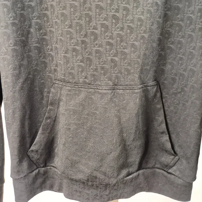 Sweat noir Made in Italy 100 % coton, col cheminée, poche kangourou, ton sur ton taille LA1369 - photo numéro 2