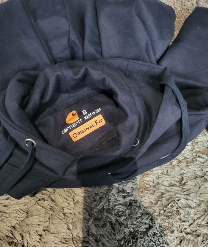 🔥 Sweat à Capuche Carhartt Rework – Bleu Marine – Taille S – NEUF 🔥 - photo numéro 3