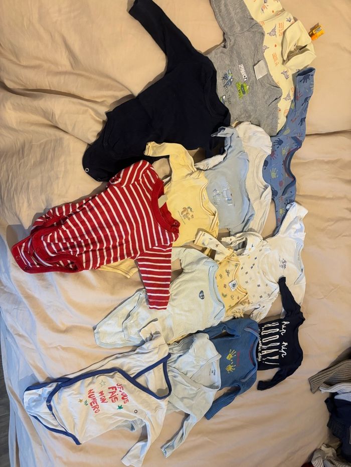 Lot de bodies 3 mois manches longues garçon - photo numéro 2