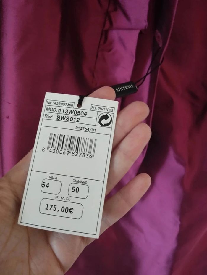 🌹 Ensemble Veste & Jupe Magenta Pure Soie Sintesis T50/52🌹 - photo numéro 14