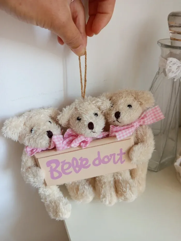 Lot déco oursons shabby pour chambre bébé fille - photo numéro 10
