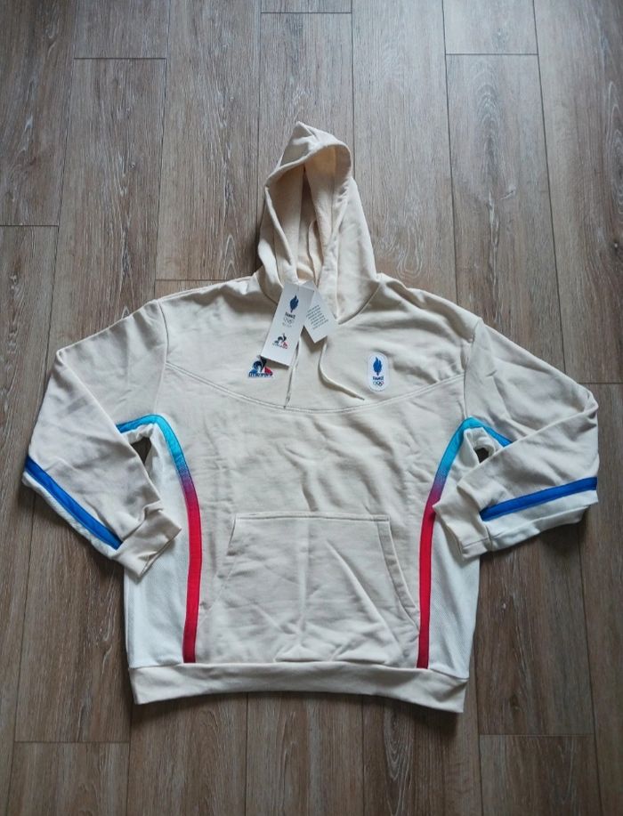 Sweat France blanc écru à capuche Le Coq Sportif édition Jeux Olympiques Paris 2024 taille XL