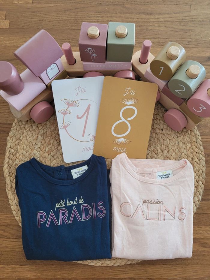 🌺Lot de deux Tee-shirts manches longues 18 mois 80 cms tape à l'œil