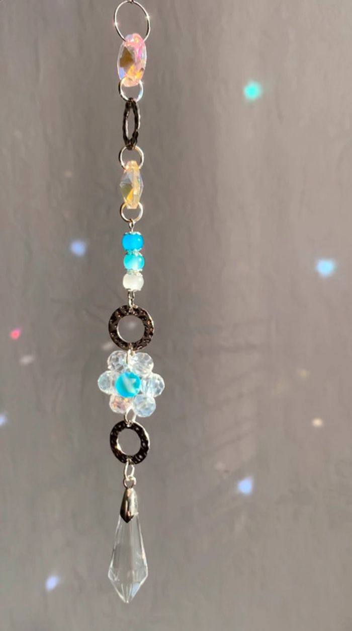 Attrape soleil en cristal de verre turquoise - photo numéro 3