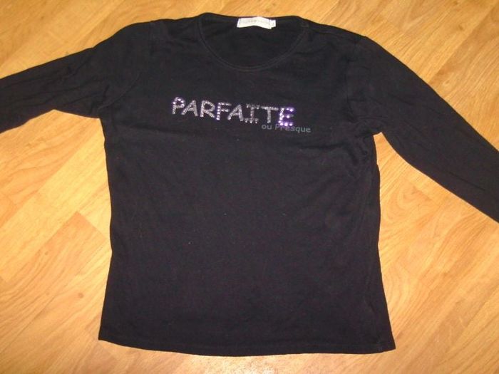 Tee shirt CACHE CACHE noir mention "Parfaite ou presque"
