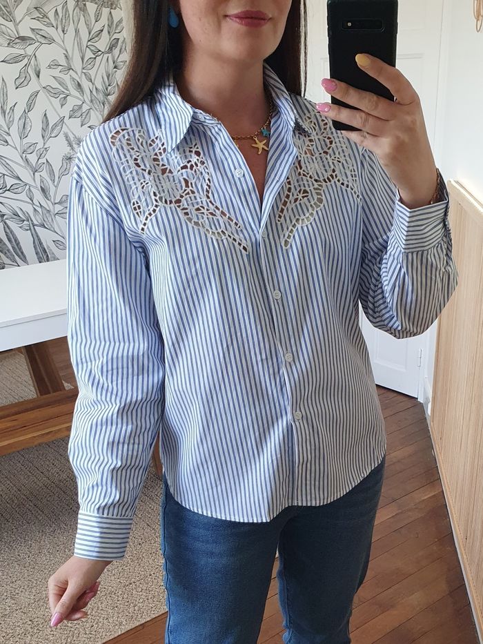 Chemise rayée bleu/blanc Lorient Taille S/M - photo numéro 3