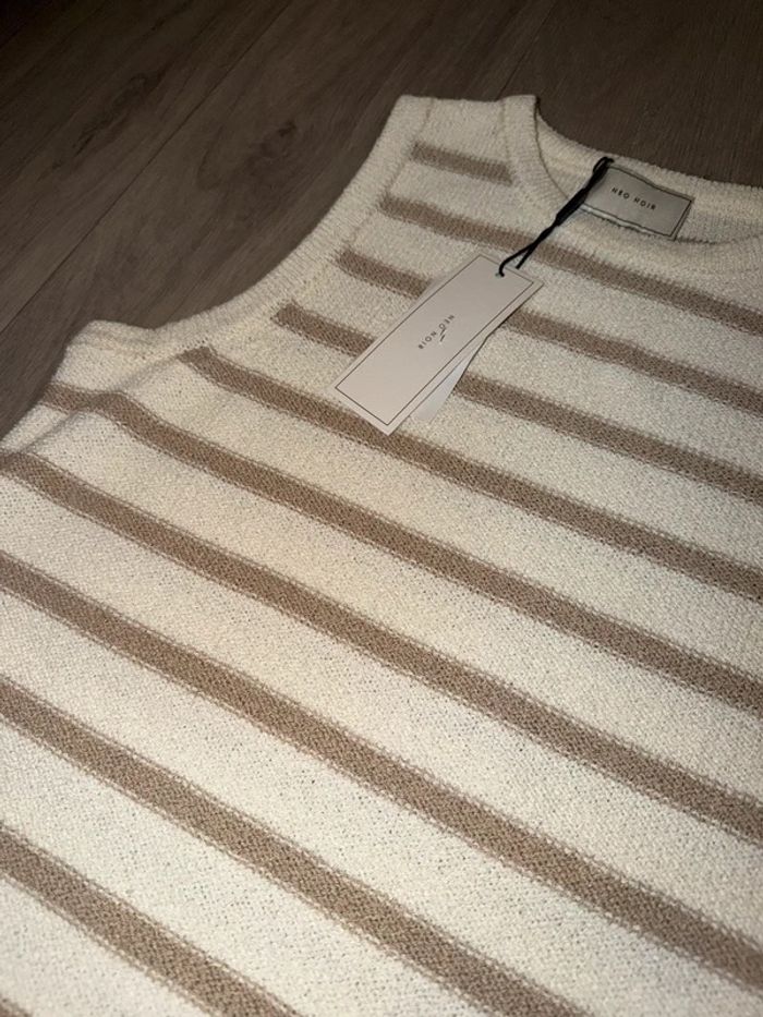 Pull sans manches rayé Naf Naf – taille XS / 34 – neuf avec étiquette - photo numéro 4