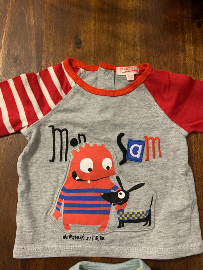 Lot 2 tee-shirts manches longues 6 mois neufs - photo numéro 3