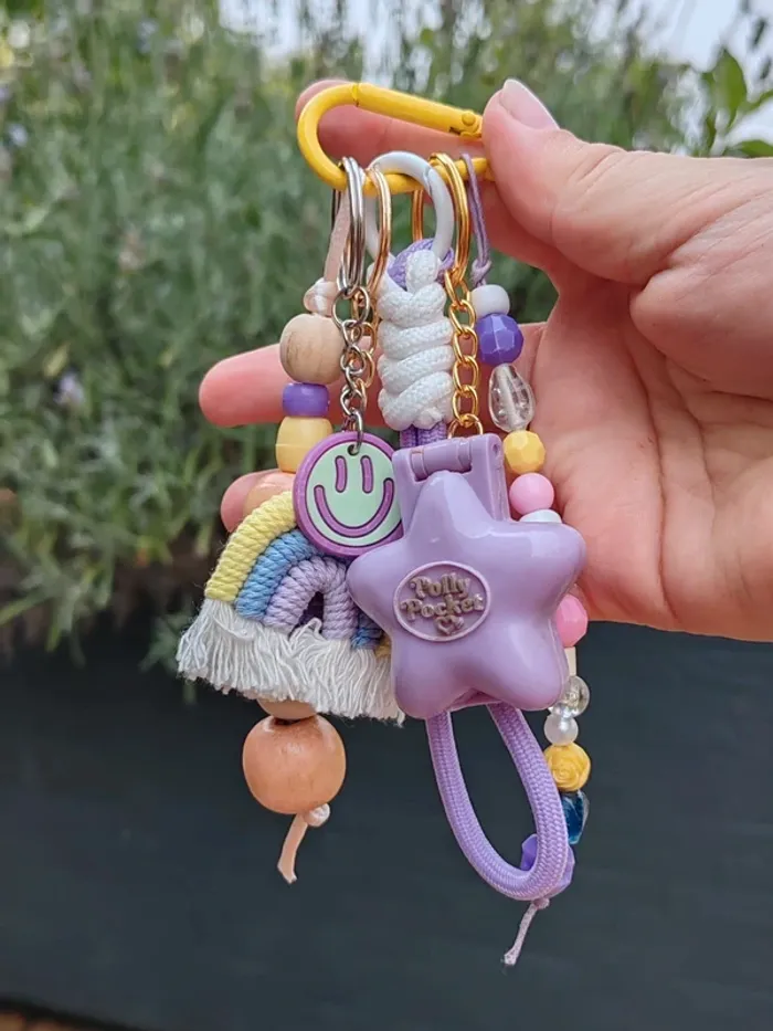 Bijou de sac porte clé Polly pocket vintage violet - photo numéro 6