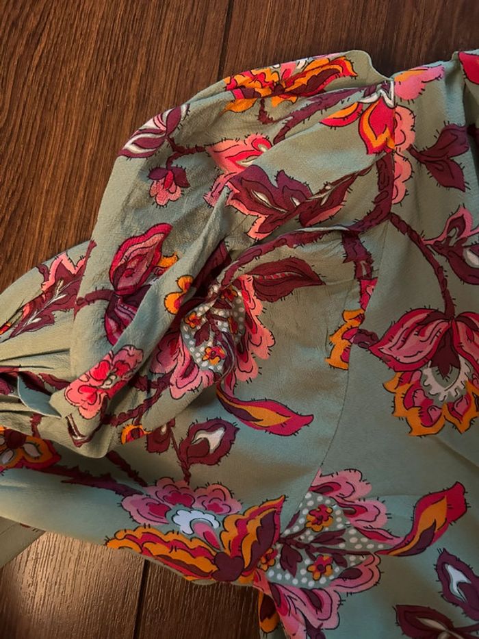 Blouse Zara drapée fleurie T. L - photo numéro 5