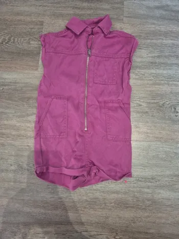 Combinaison short violet manches courtes