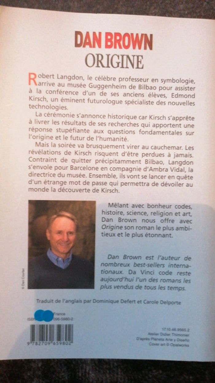 Livre Dan Brown : Origine - photo numéro 2