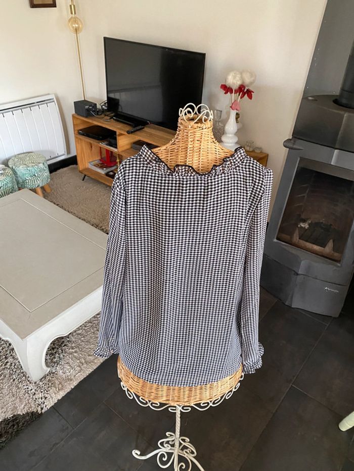 Chemise vichy noire et blanche à petits carreaux taille S / M - photo numéro 11