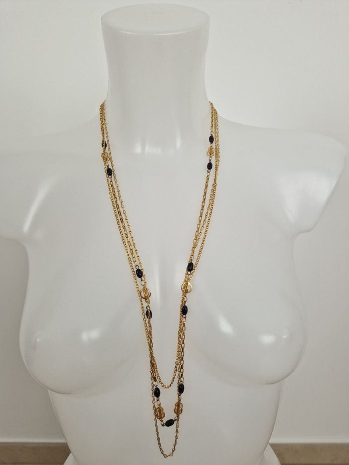 Collier long vintage doré multi rangs - photo numéro 2