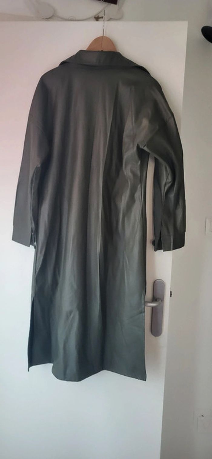 Veste en simili cuir vert bouteille - photo numéro 5