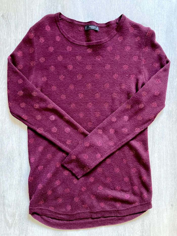 Pull bordeaux à paillettes mango taille S