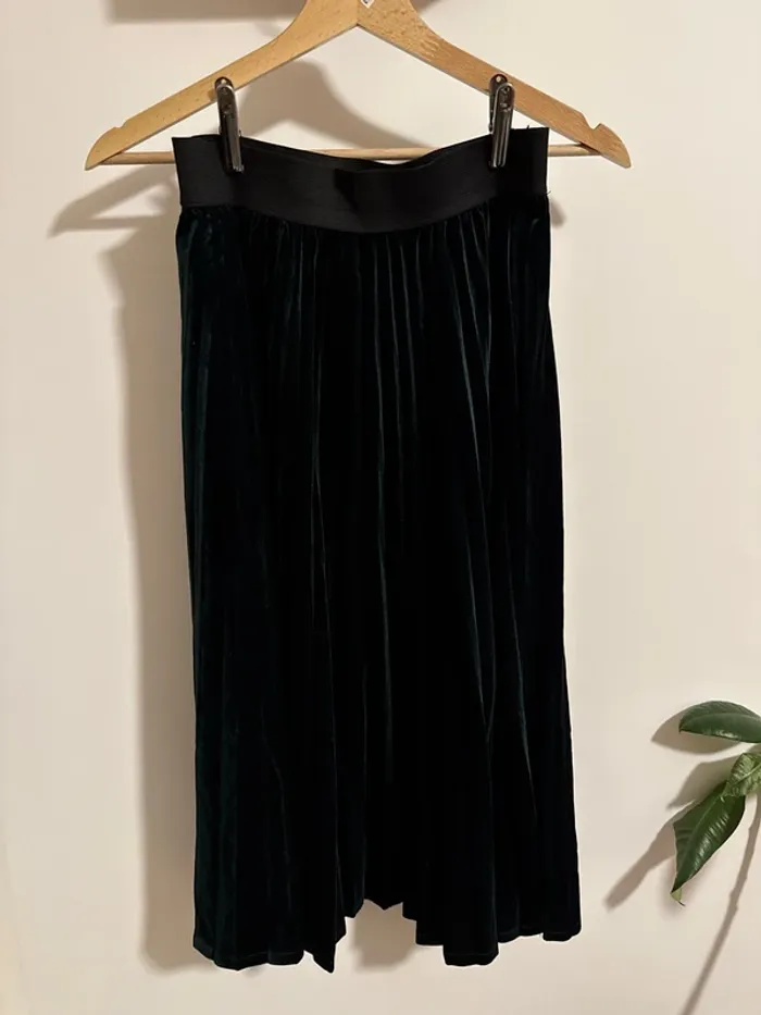 Jupe plissé velour verte