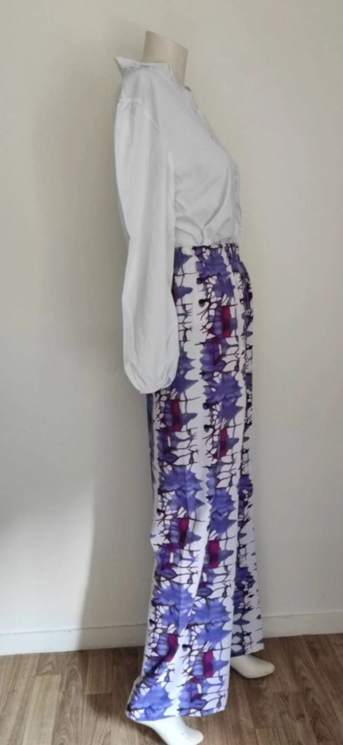 Pantalon Palazzo Vibrant & Blouse Romantique Blanche - photo numéro 6