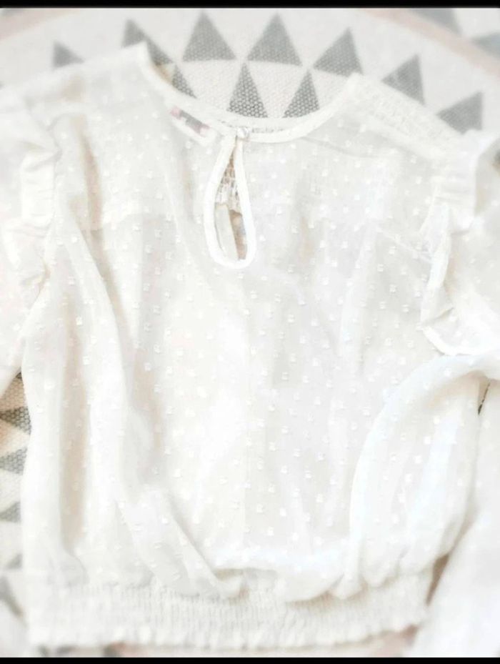 Blouse  courte  écrue  pois et  smock  -  Jennyfer  -  S  -  Parfait  état - photo numéro 7