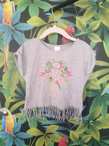 Top été franges et flamants