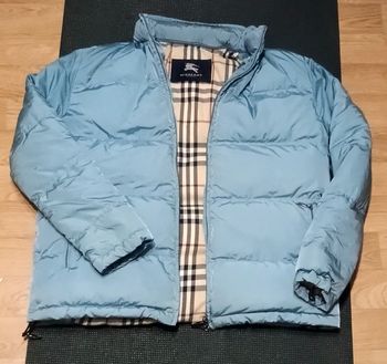 Doudoune Puff Puffer Vintage Burberry London Size M Polyamide Coton Bleu turquoise Unisex Mixte