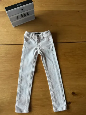 Pantalon coupe skinny fit délavage rose pâle et blanc - Taille 4 Ans