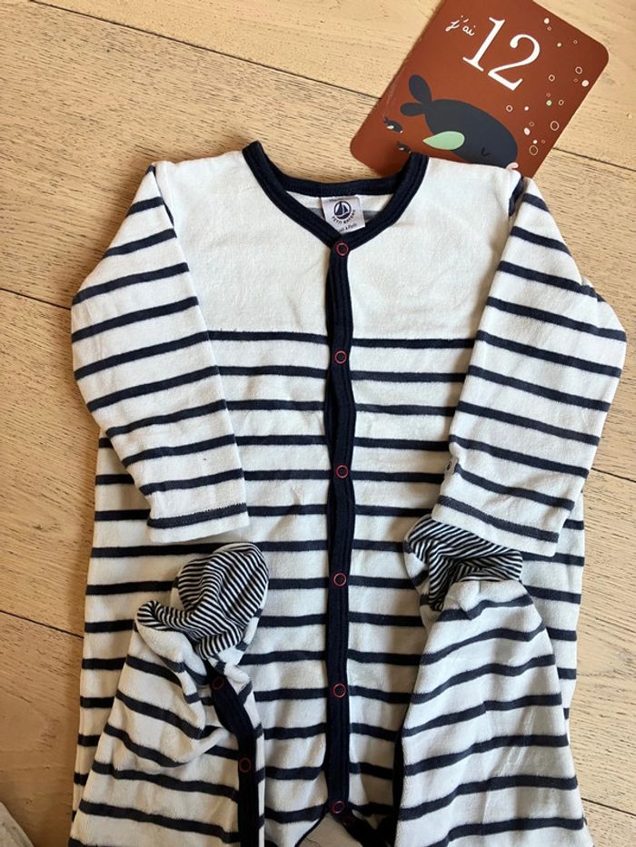 Grenouillère en velours 12 mois Petit Bateau
