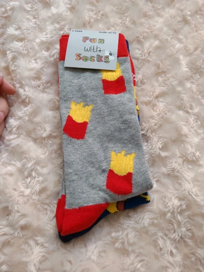 2 paires de chaussettes original Frites et Pizzas Neuve - photo numéro 2