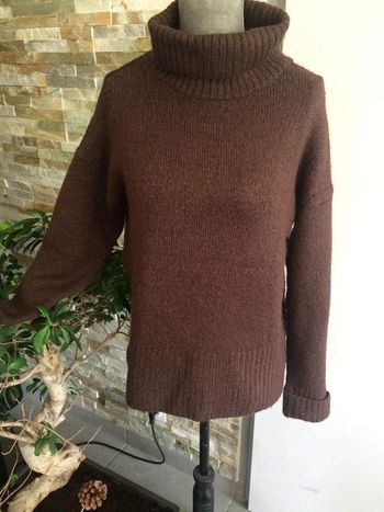 Pull col roulé marron